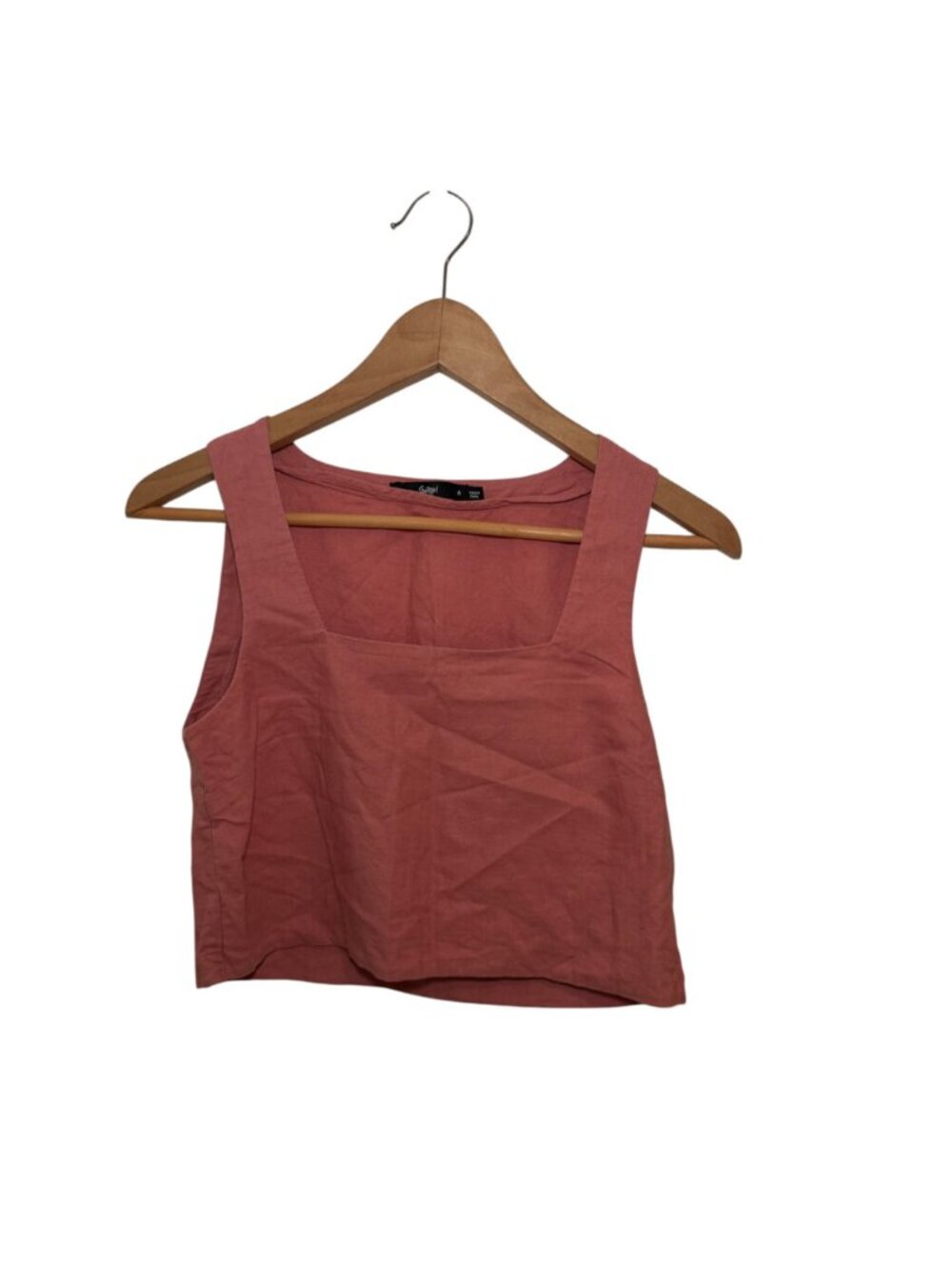 Sportsgirl dusty rose square-neck linen-blend crop top - AU 6